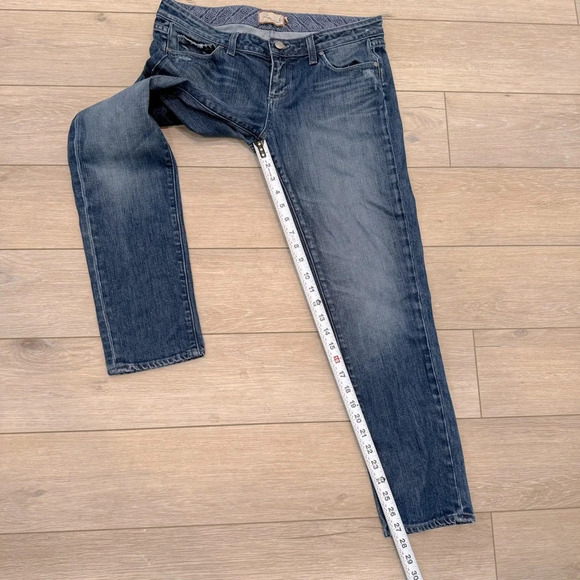 Paige Premium Dark Denim Roxbury Stretch Mid-rise Distressed Straight Leg 29 EUC - Picture 9 of 13